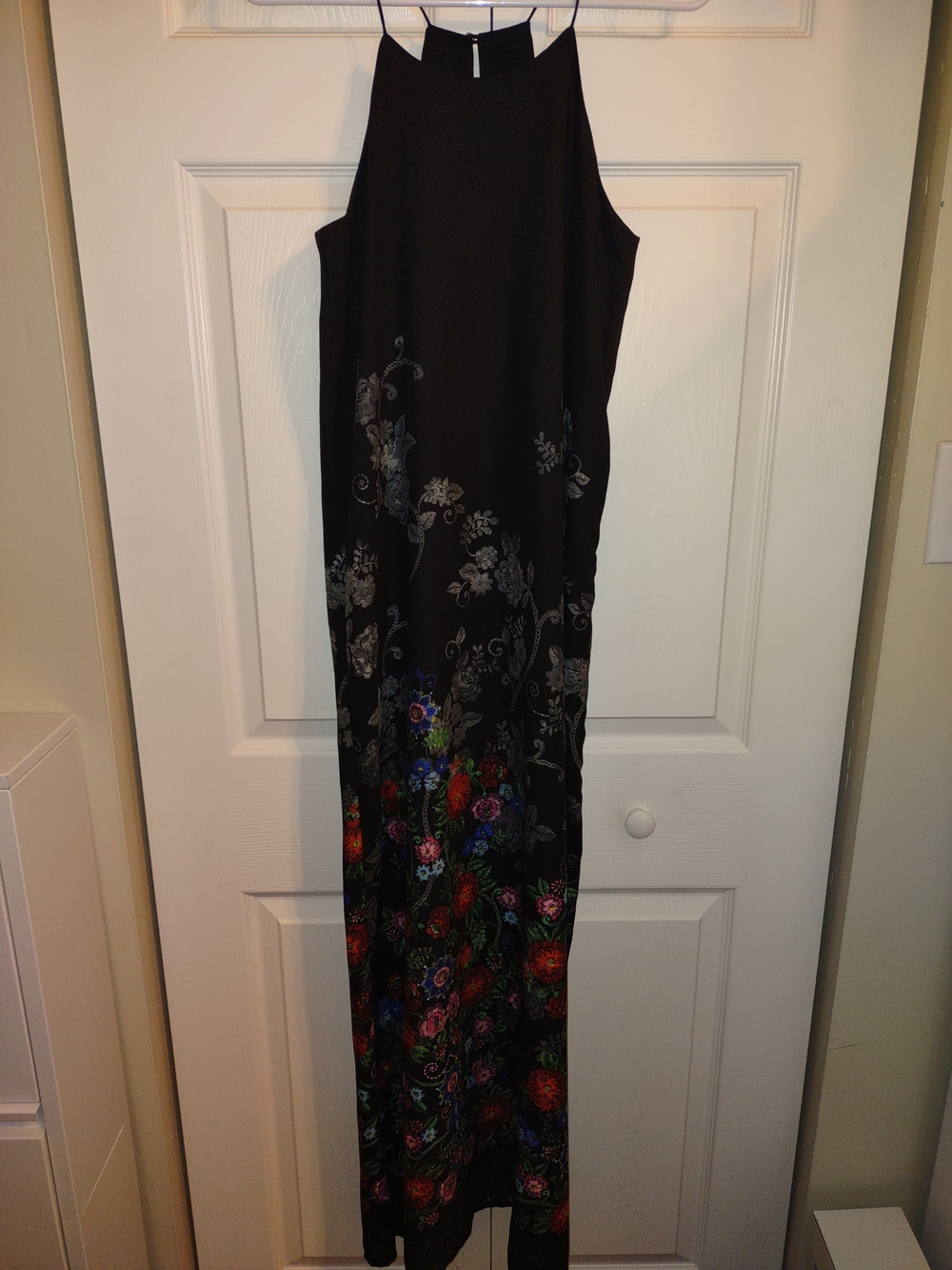 Everly Black Maxi Dress with Multicolor Floral Print